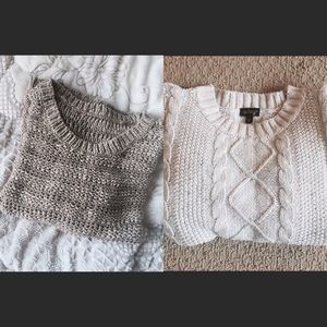 Cream Mesh/Beige Cable Knit Sweater BUNDLE